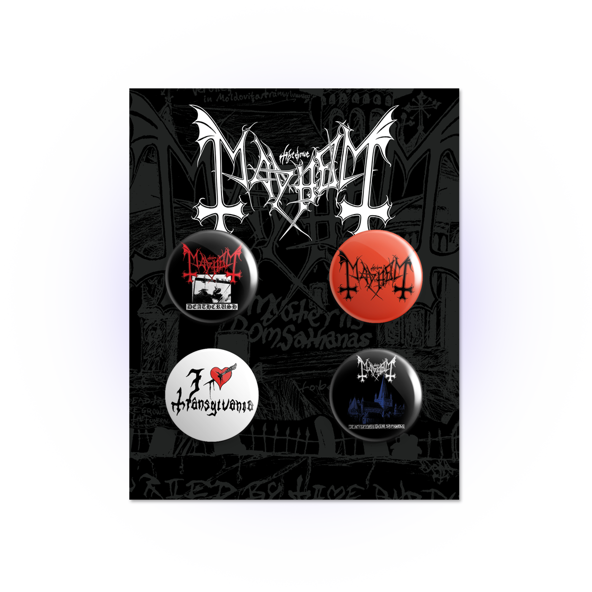 Mayhem (4 Design) Button Set